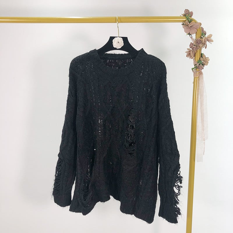 Γυναικείο πουλόβερ με σκισμένο μοτίβο σε διάφορα χρώματα