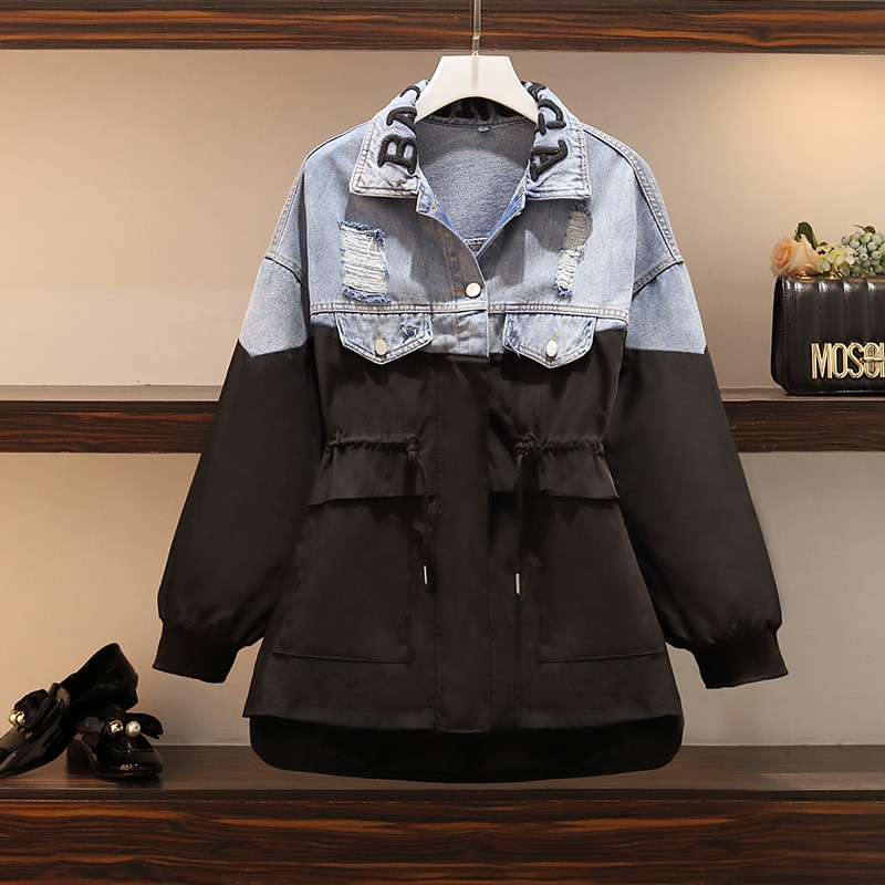 Jachetă de toamnă de damă modernă cu legături în talie în alb-negru