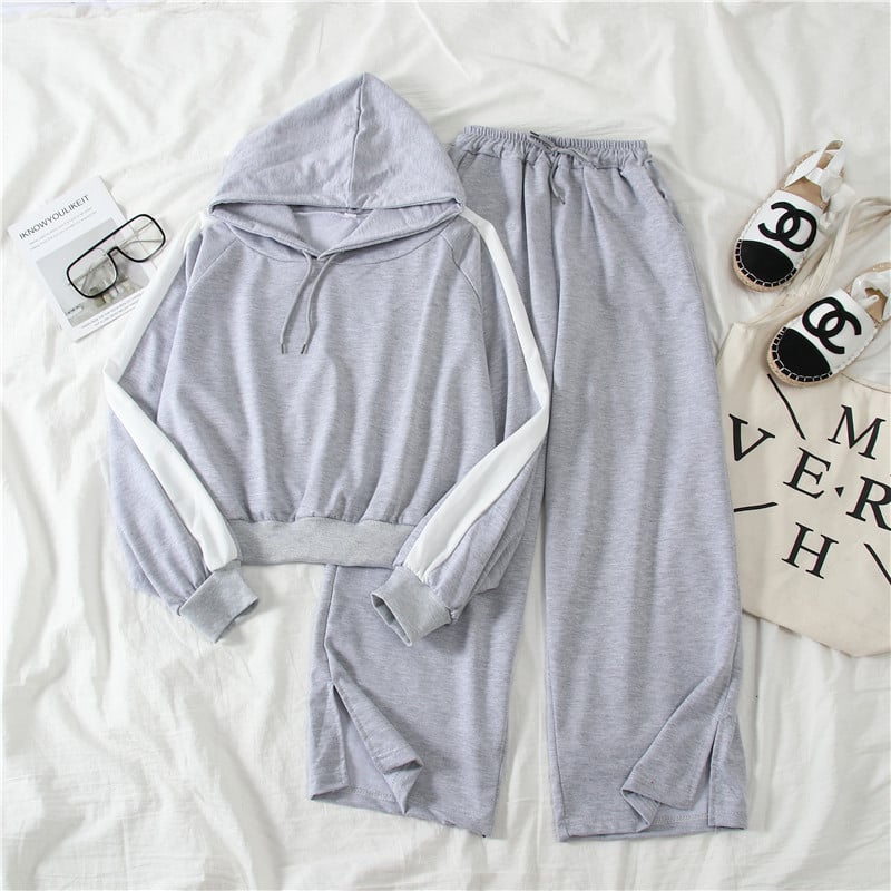 Αθλητικό γυναικείο σετ δύο τεμαχίων σε πράσινο και γκρι χρώμα