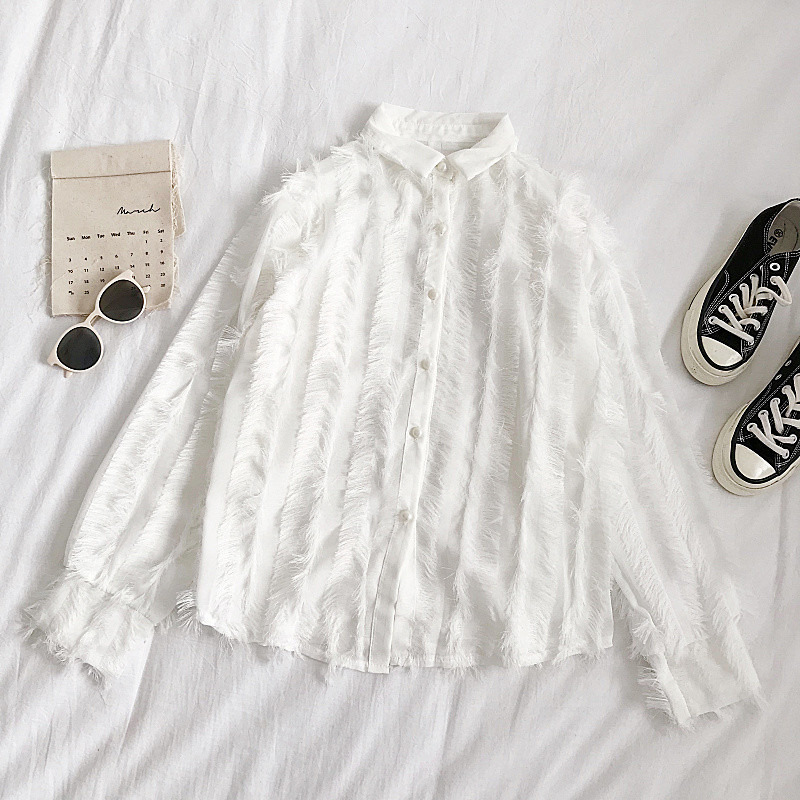 Cămașă elegantă de damă în trei culori, cu mâneci lungi și guler clasic