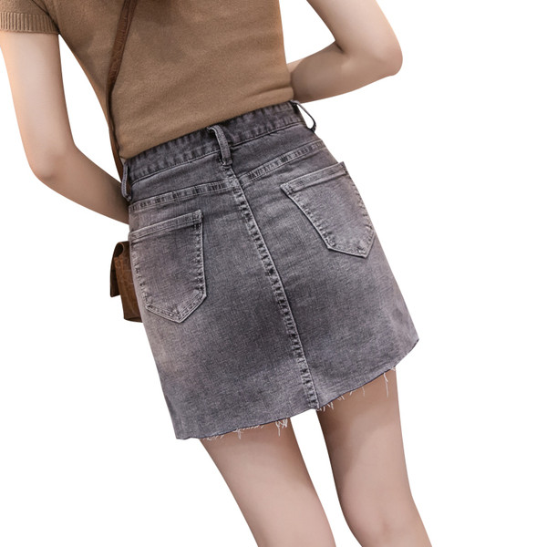 Fusta de dama moderna din denim in doua culori - albastru si gri