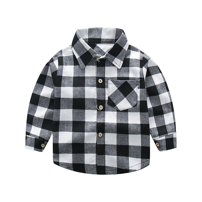 Нов модел карирана детска риза с джоб и копчета - няколко цвята