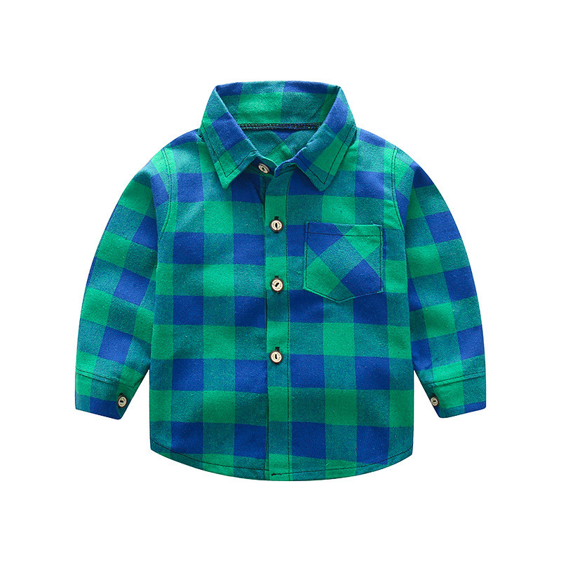 Нов модел карирана детска риза с джоб и копчета - няколко цвята