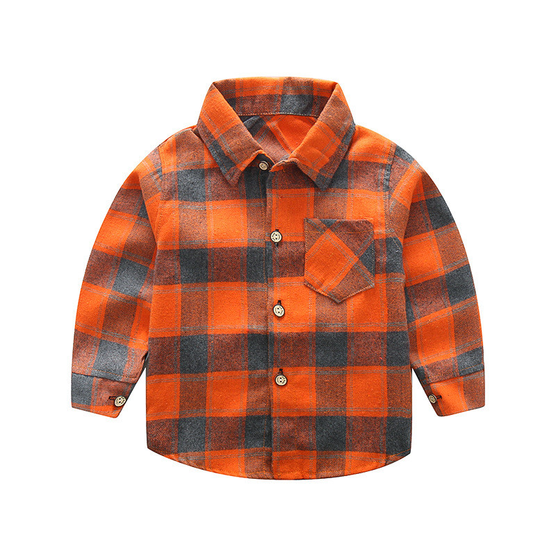 Нов модел карирана детска риза с джоб и копчета - няколко цвята