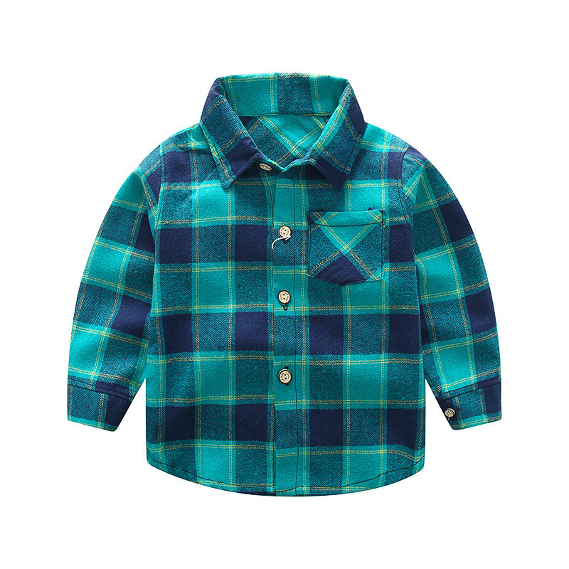 Нов модел карирана детска риза с джоб и копчета - няколко цвята