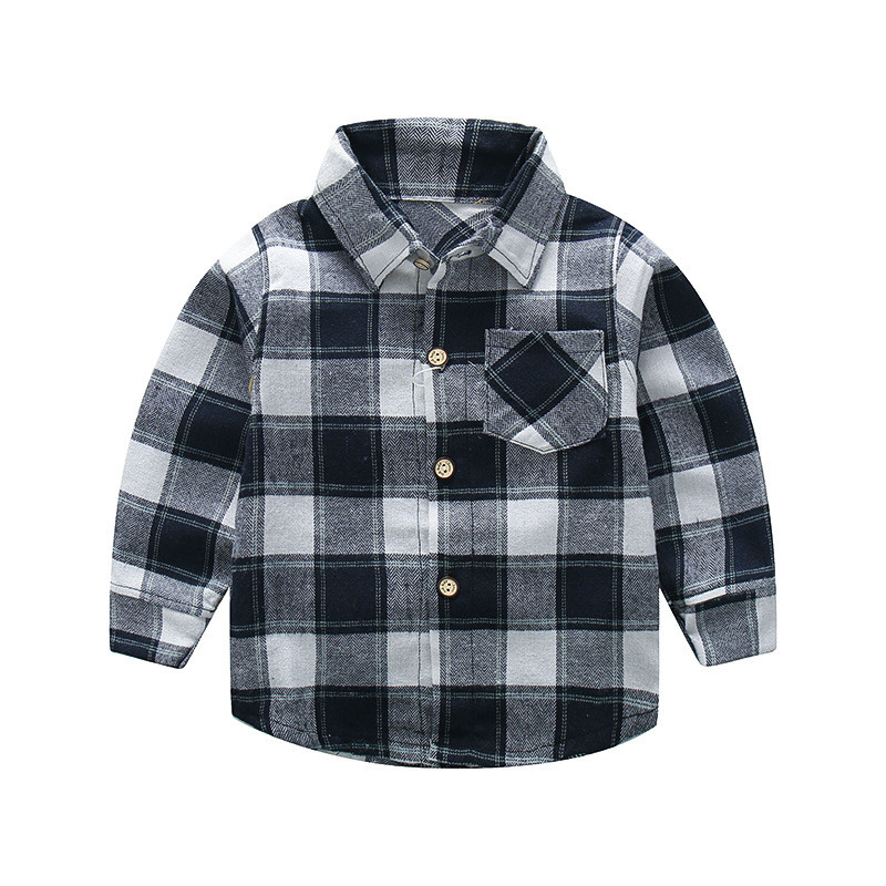 Нов модел карирана детска риза с джоб и копчета - няколко цвята