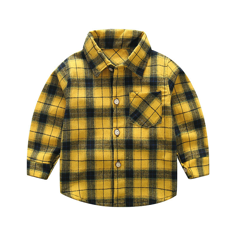 Нов модел карирана детска риза с джоб и копчета - няколко цвята