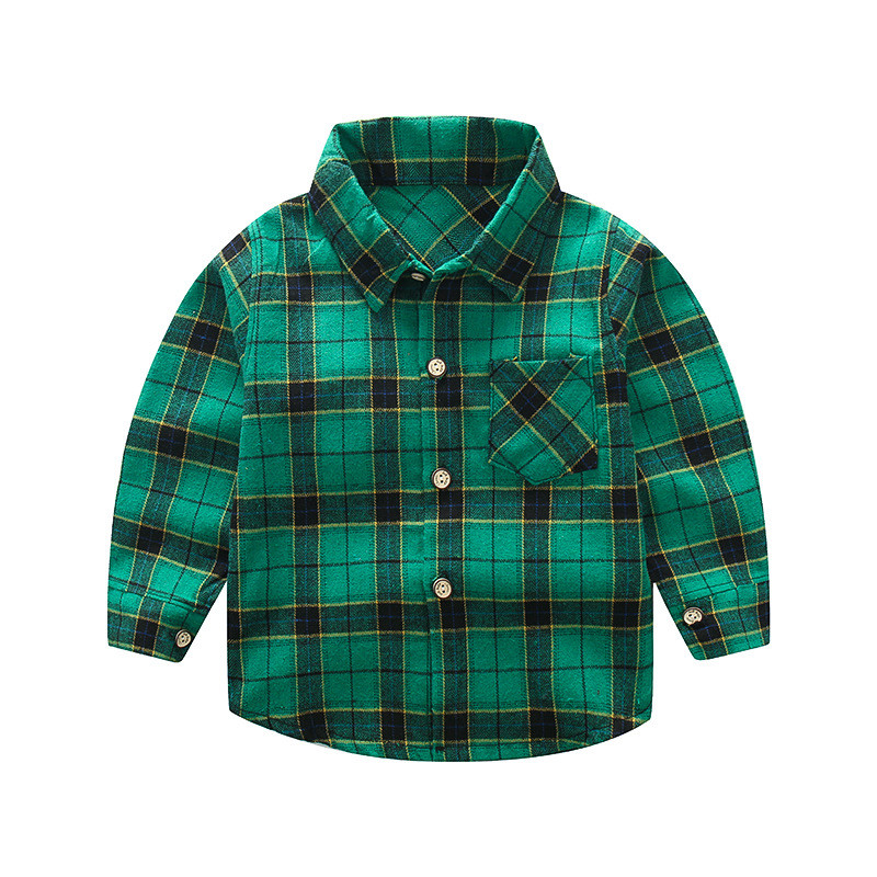 Нов модел карирана детска риза с джоб и копчета - няколко цвята