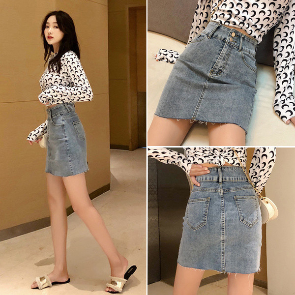 Fusta casual dama - model montat in culoarea albastra