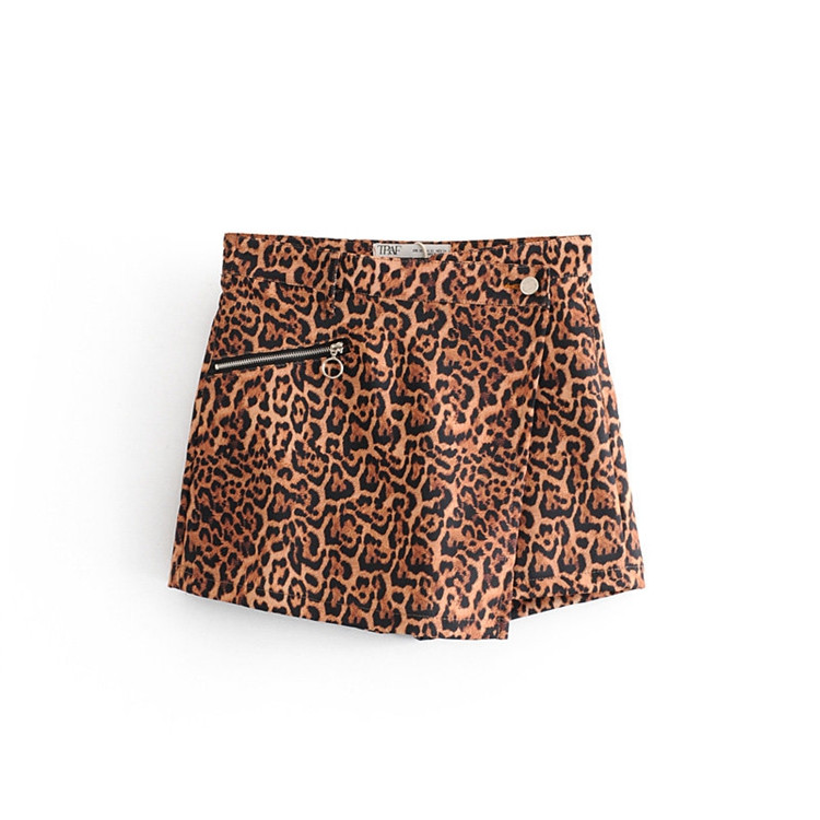 Fusta-pantaloni scurti asimetrici cu animal print