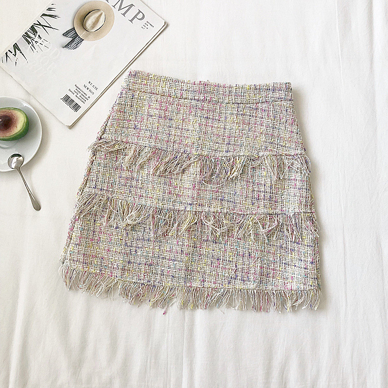 Fusta de dama eleganta in trei culori cu fermoar si talie inalta