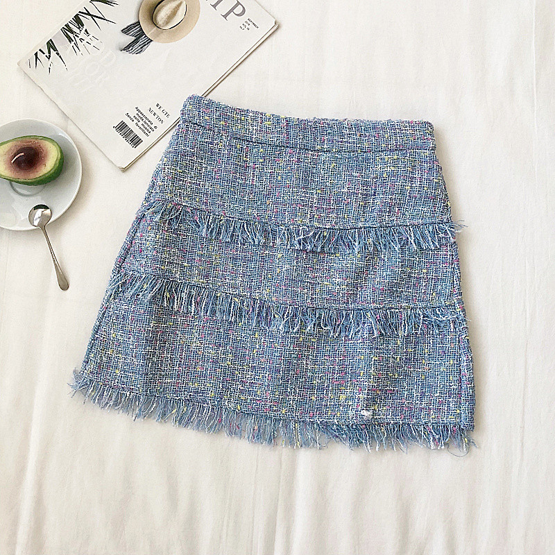 Fusta de dama eleganta in trei culori cu fermoar si talie inalta