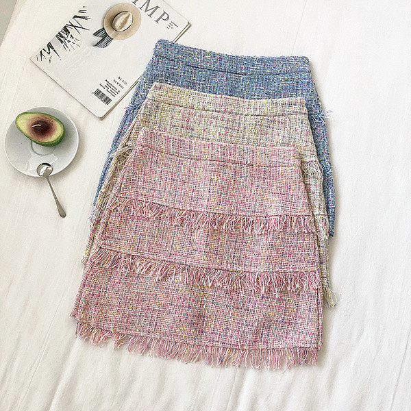 Fusta de dama eleganta in trei culori cu fermoar si talie inalta