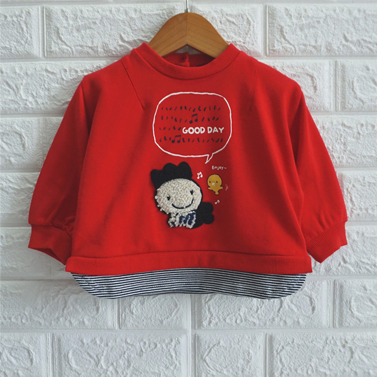 Нов модел детска блуза с О-образно деколте в червен цвят