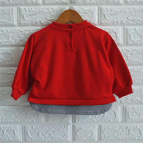 Нов модел детска блуза с О-образно деколте в червен цвят