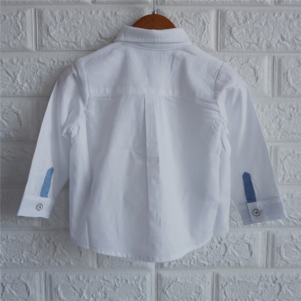 Нов модел модерна детска риза с класическа яка за момчета в бял цвят