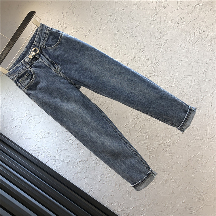 Blugi de dama model uni cu nasturi de culoare albastra