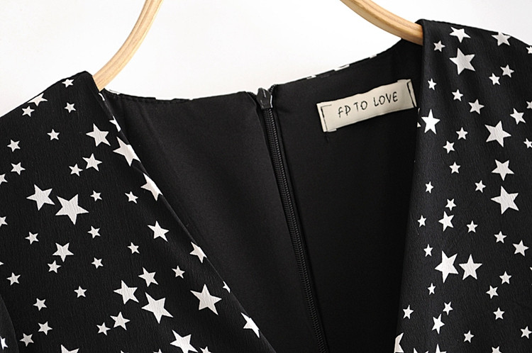 Rochie lunga de dama cu cravate in puncte negre