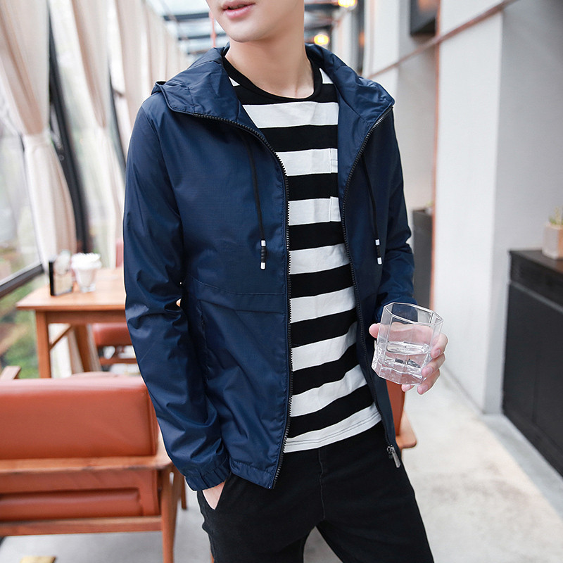 Jachetă modernă de toamnă pentru bărbați cu fermoar și șireturi în trei culori