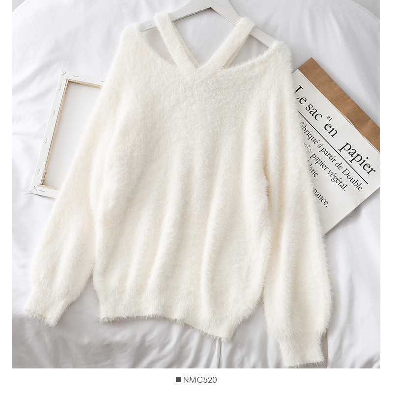 Pulover de dama modern in patru culori cu decolteu in V