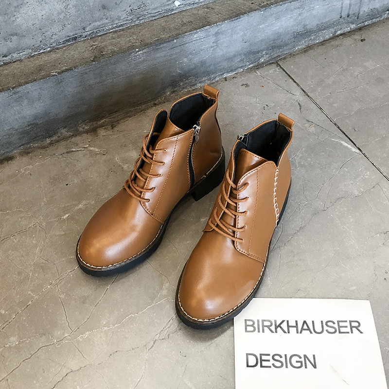 Cizme de dama din piele ecologica cu sireturi in negru si maro