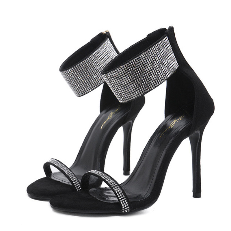 Pantofi de dama eleganti cu toc inalt cu pietre in doua culori