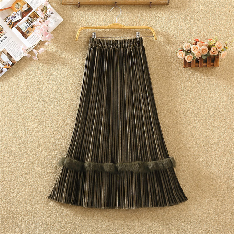 Modern női bársony szoknya öt színben pehellyel