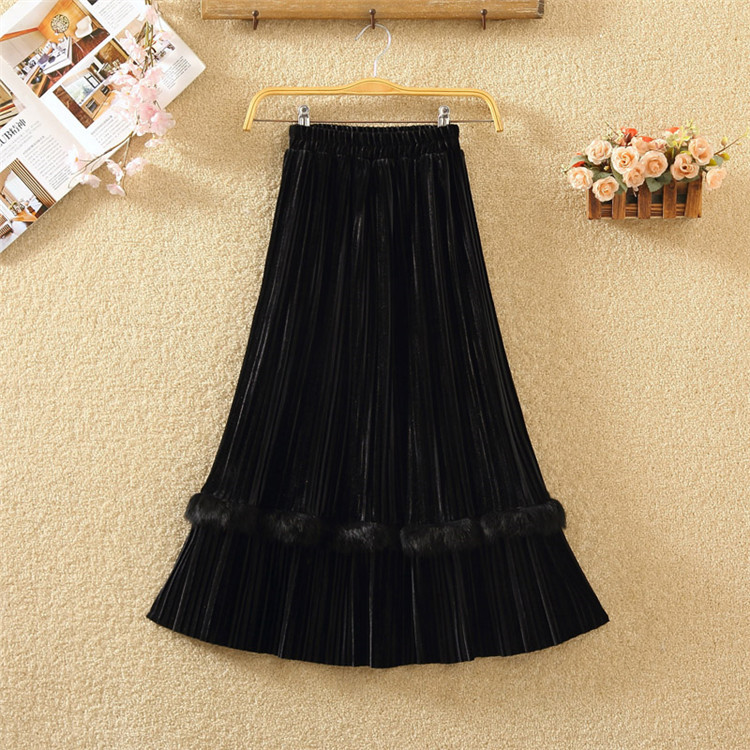 Modern női bársony szoknya öt színben pehellyel