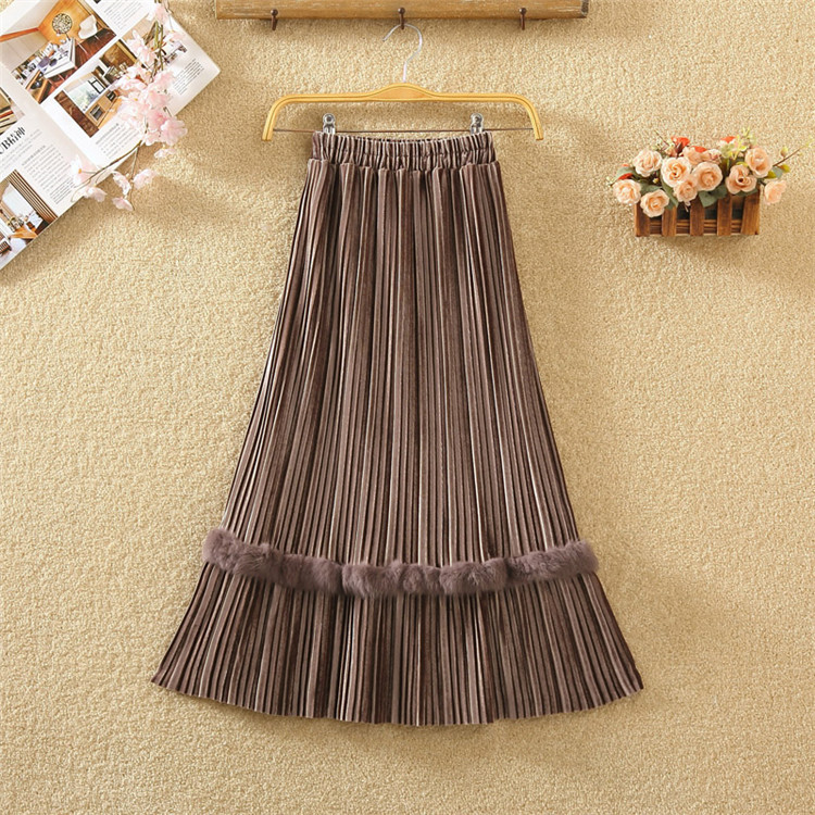 Modern női bársony szoknya öt színben pehellyel