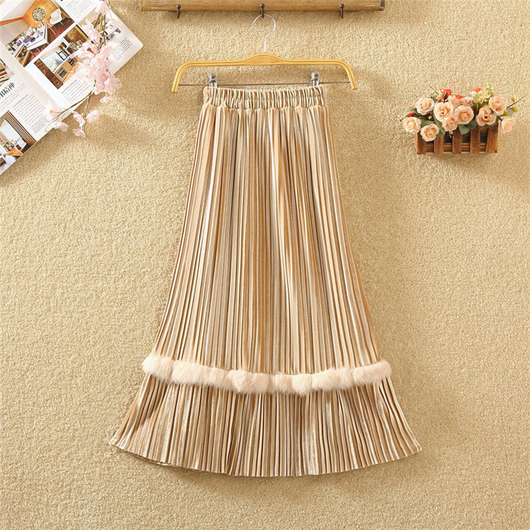 Modern női bársony szoknya öt színben pehellyel