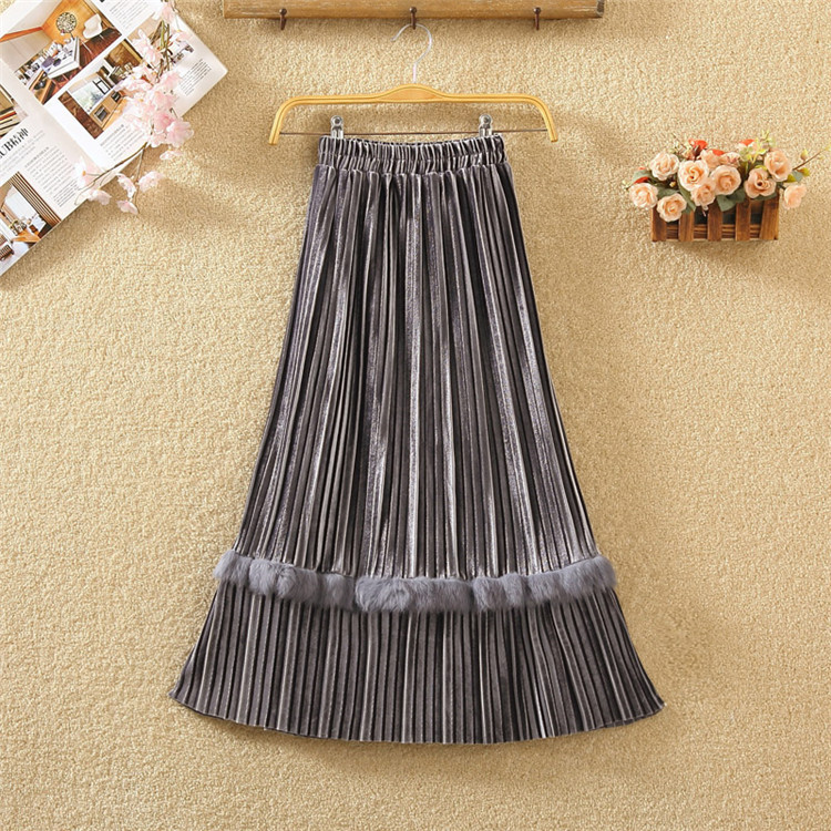 Modern női bársony szoknya öt színben pehellyel