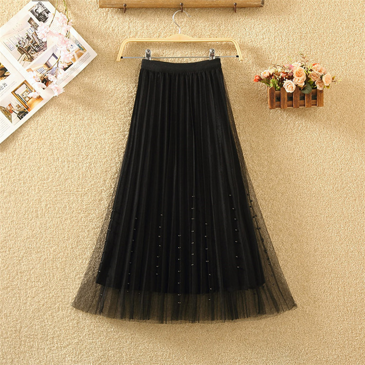 Fusta de dama moderna in cinci culori cu tul si perle