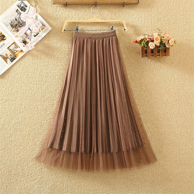 Fusta de dama moderna in cinci culori cu tul si perle