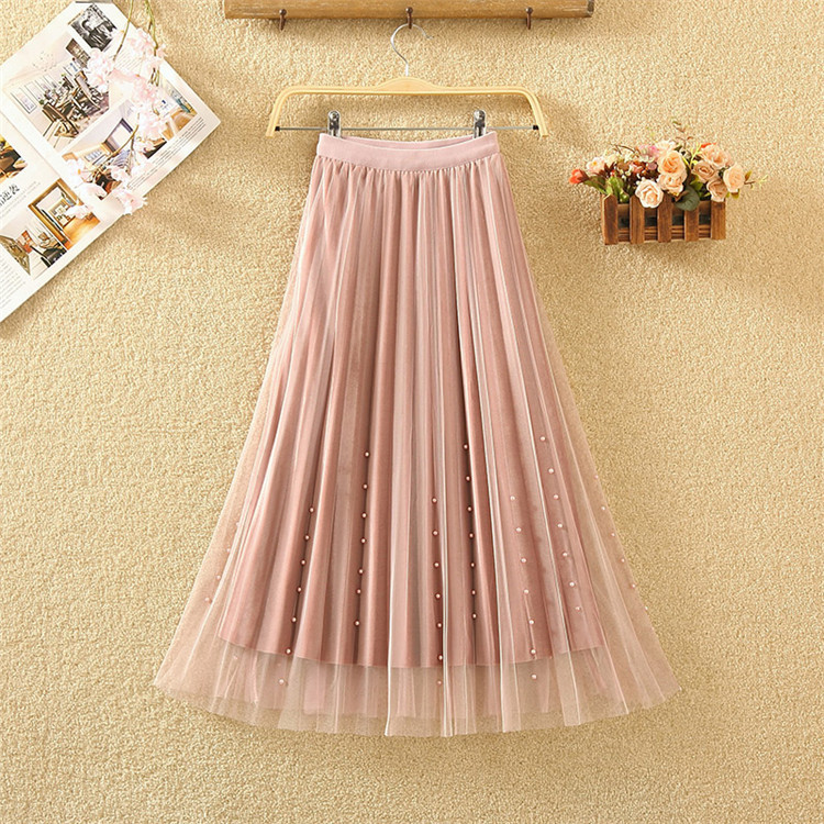 Fusta de dama moderna in cinci culori cu tul si perle