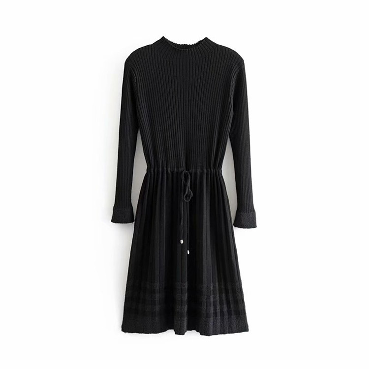 Rochie de dama tricotata cu cravate in talie - trei culori