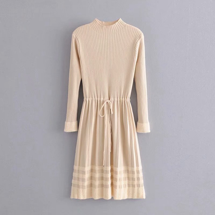 Rochie de dama tricotata cu cravate in talie - trei culori