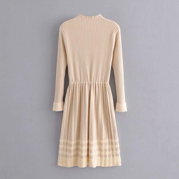 Rochie de dama tricotata cu cravate in talie - trei culori