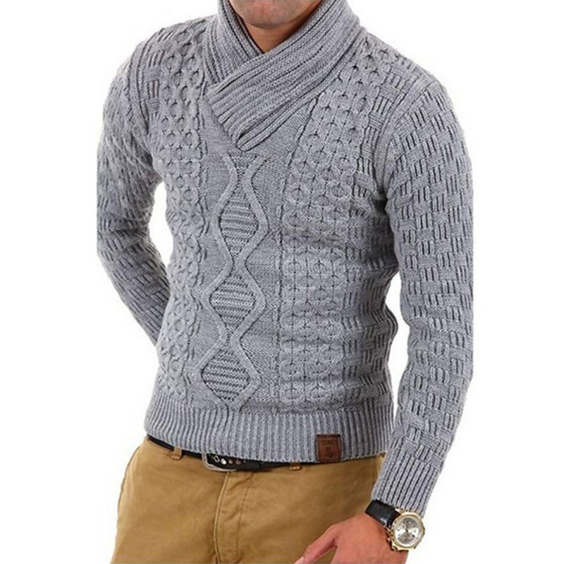 Casual men`s sweater with a high collar in four colors