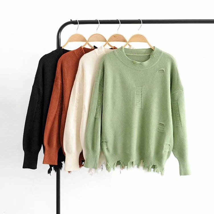 Pulover de dama cu motiv rupt in patru culori