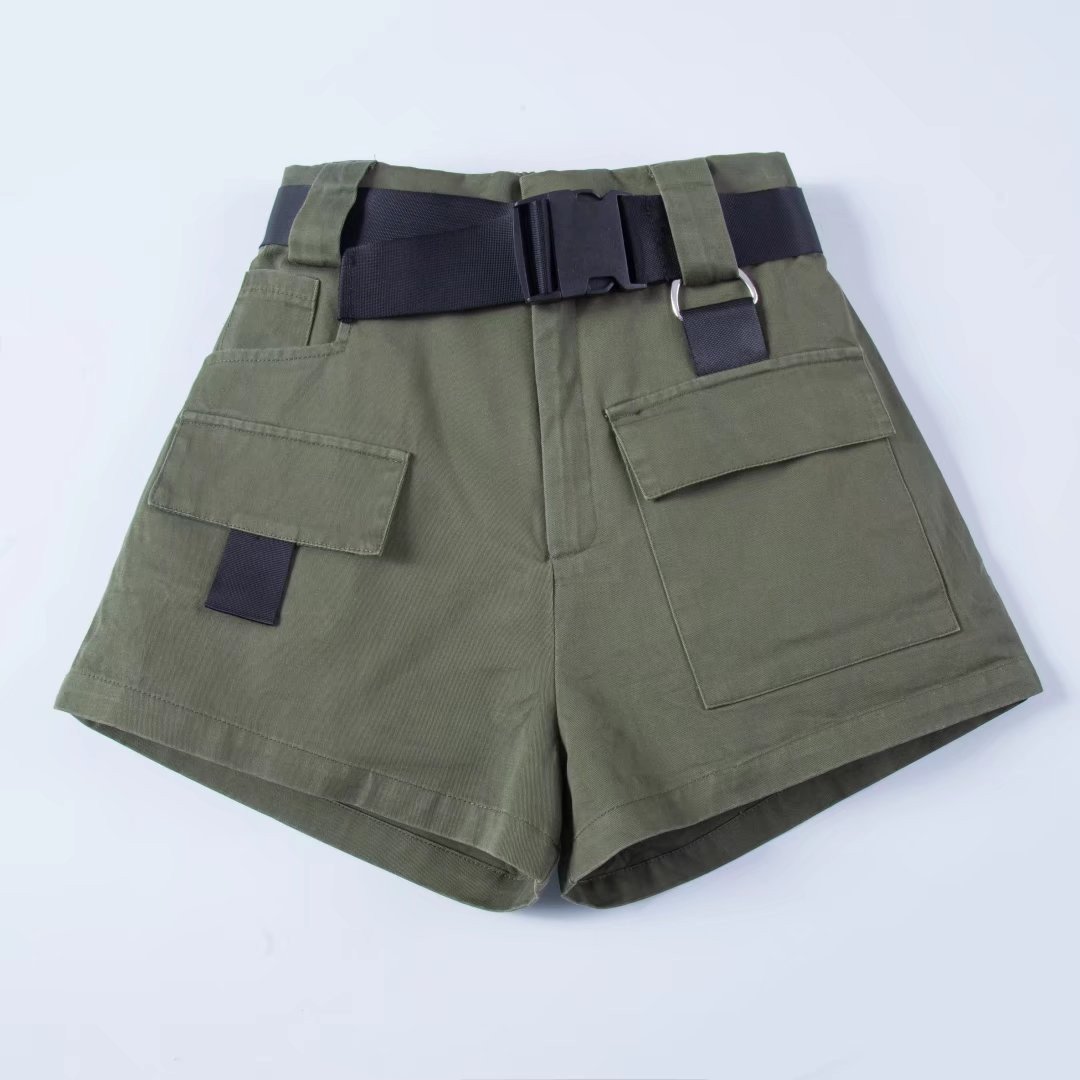 Pantaloni scurti casual de dama in trei culori cu curea