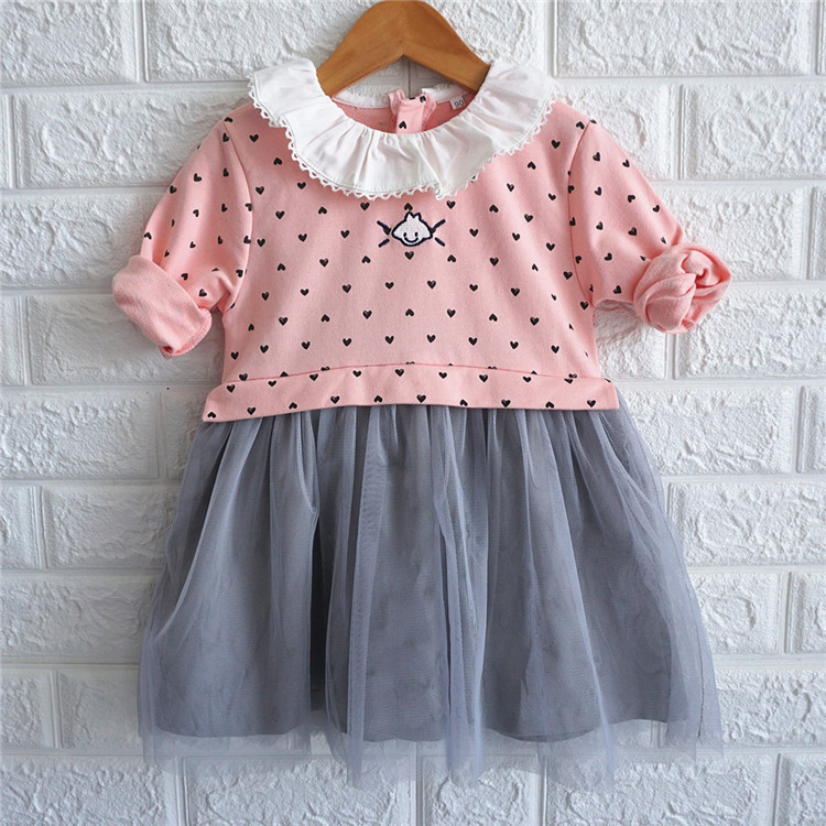 Rochie actuală pentru copii cu inimioare pentru fete cu fustă din tul