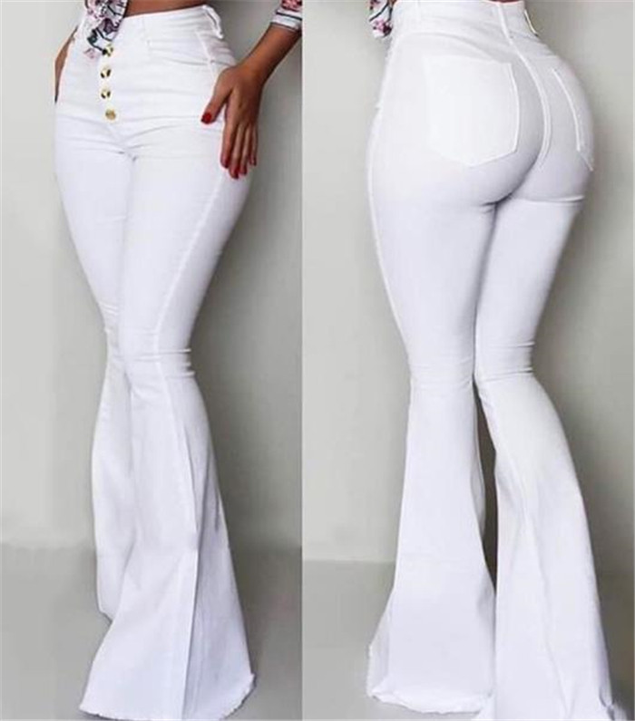 Стилен дамски панталон тип чарлстон с висока талия в бял цвят