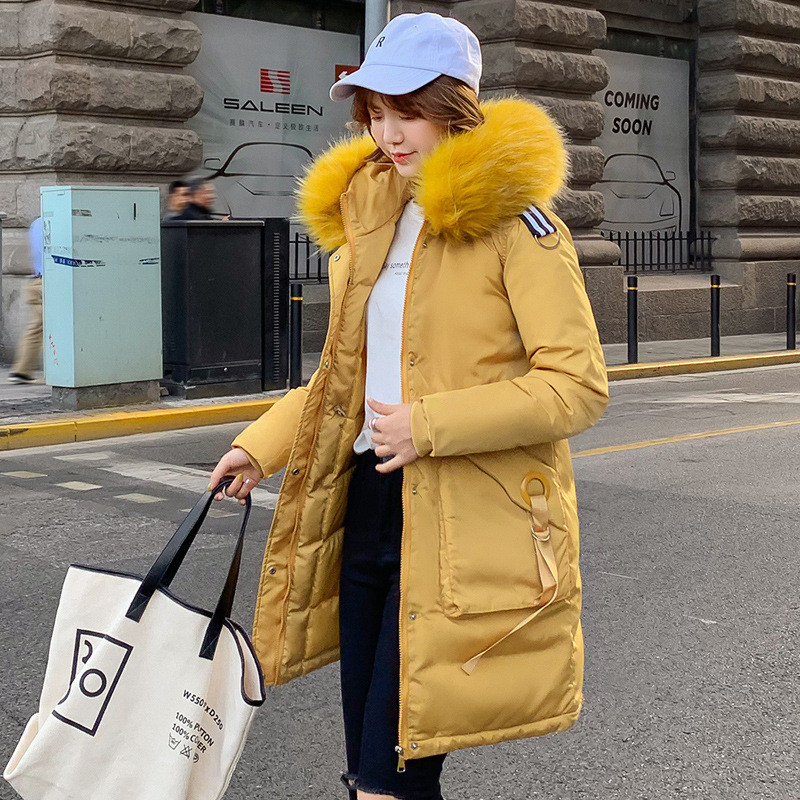 Geaca lunga de dama moderna cu puf si buzunar in mai multe culori