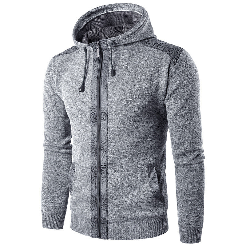 Μοντέρνα ανδρική  ζακέτα με κουκούλα και δεσμούς σε διάφορα χρώματα