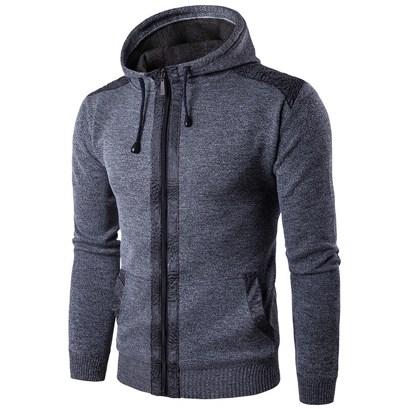 Μοντέρνα ανδρική  ζακέτα με κουκούλα και δεσμούς σε διάφορα χρώματα