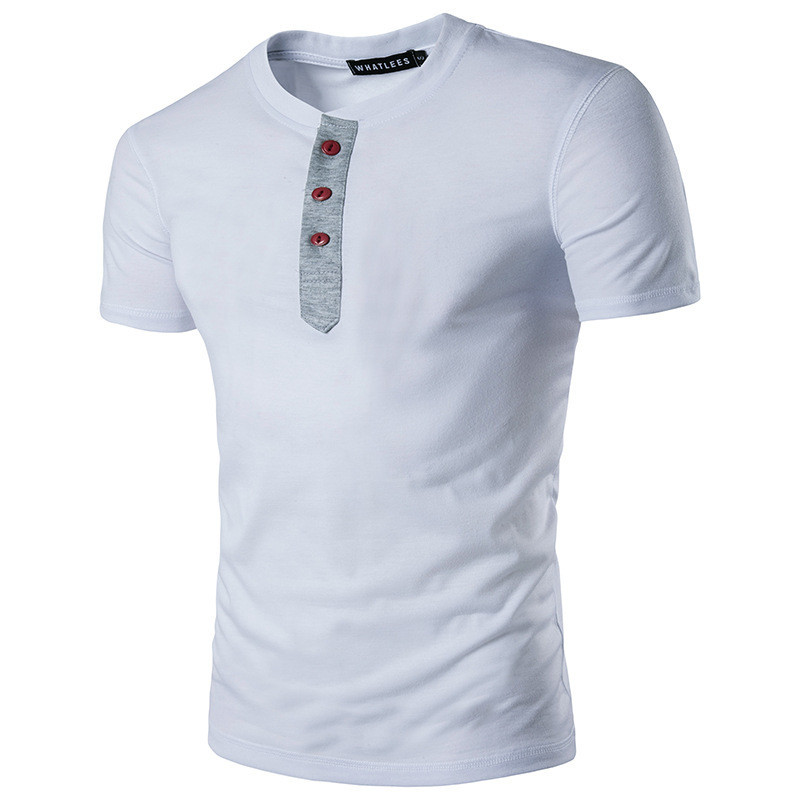 Tricou casual barbatesc cu maneci scurte si nasturi in diferite culori