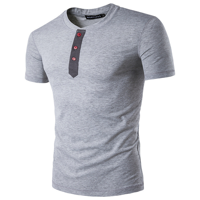 Tricou casual barbatesc cu maneci scurte si nasturi in diferite culori