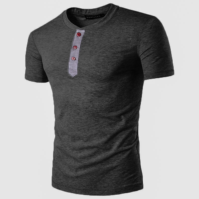 Tricou casual barbatesc cu maneci scurte si nasturi in diferite culori