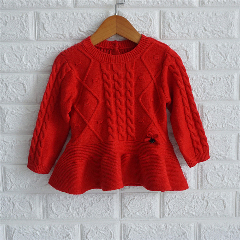 Нов модел детски пуловер за момичета в червен цвят