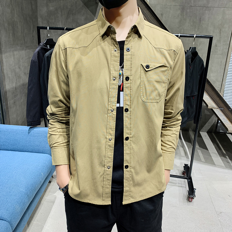 Cămașă bărbătească stilată în mai multe culori, cu mâneci lungi și buzunar